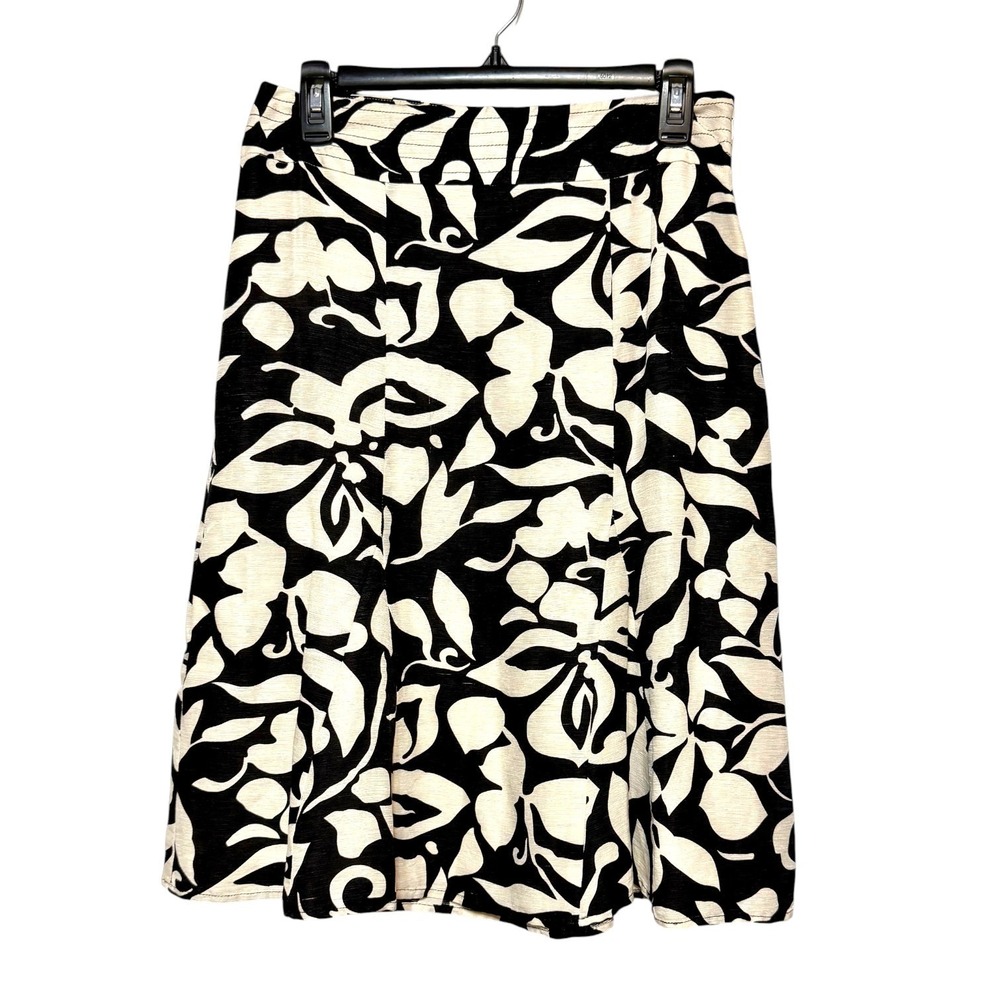 Chico's 0.5 Silk Linen Midi Skirt Women Small Gallerycore Botanical Minimalist
